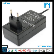 12v 2a plug in connection 24w with USA EU AUS UK plug ac dc adapter